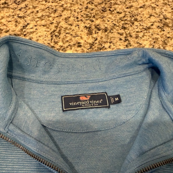 Vineyard Vines Men's Saltwater Quarter Zip Pullover Light Blue - Medium - Picture 3 of 6